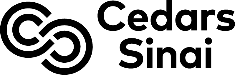 Black Cedars-Sinai Logo With Two Interlocking C Shapes On The Left And The Words Cedars Sinai In Bold, Modern Font On The Right, All On A Light Background.