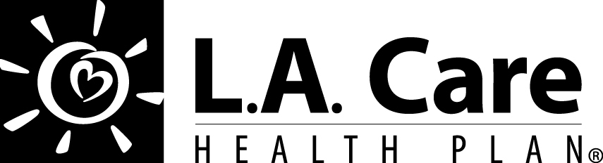 Black And White L.A. Care Health Plan Logo Featuring A Sun With A Heart Inside On The Left And Bold Text “L.A. Care Health Plan” On The Right.